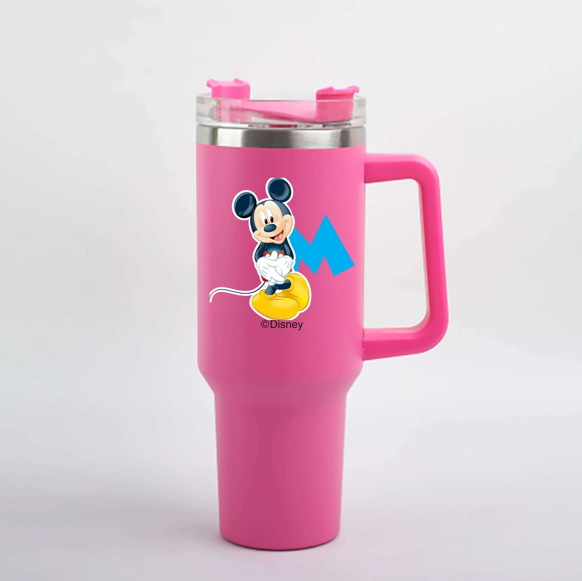 （画像用） ミッキーマウス Mickey Mouse 1200mL車用タンブラー - クリスタルステッカー（プラスチックストロー付き）
